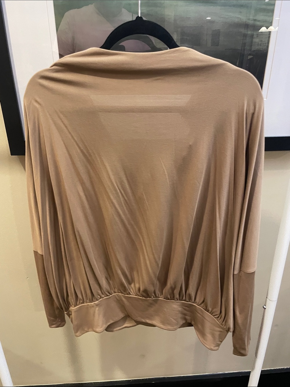 Banana Republic. XL. Lightweight Draped Long-Sleeve Top in Taupe